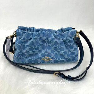 Coach Faye Shoulder Bag Crossbody In Signature Denim/Gold/Indigo CDE45 NWT